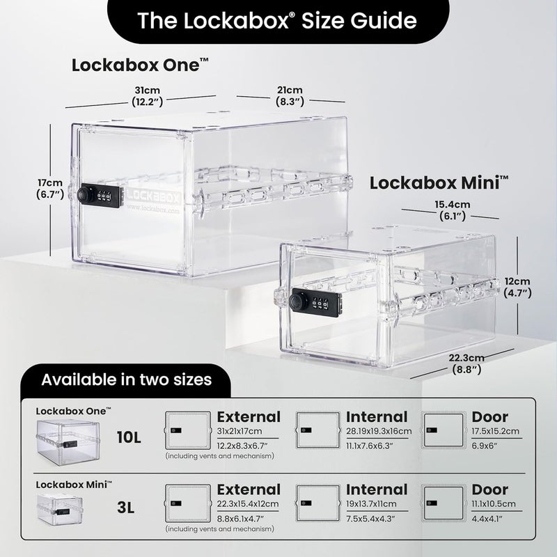 Lockabox Mini™ | Small Lock Box with Combination Lock (Half Letter Sized) | Mini Lockable Box for Small Medicines, Snacks & Mobile Phones | External Size 8.8 x 6.1 x 4.7 Inches (Crystal) - Image 5